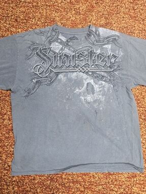 Sinister Y2k Mens Grunge Tshirt Slate Grey